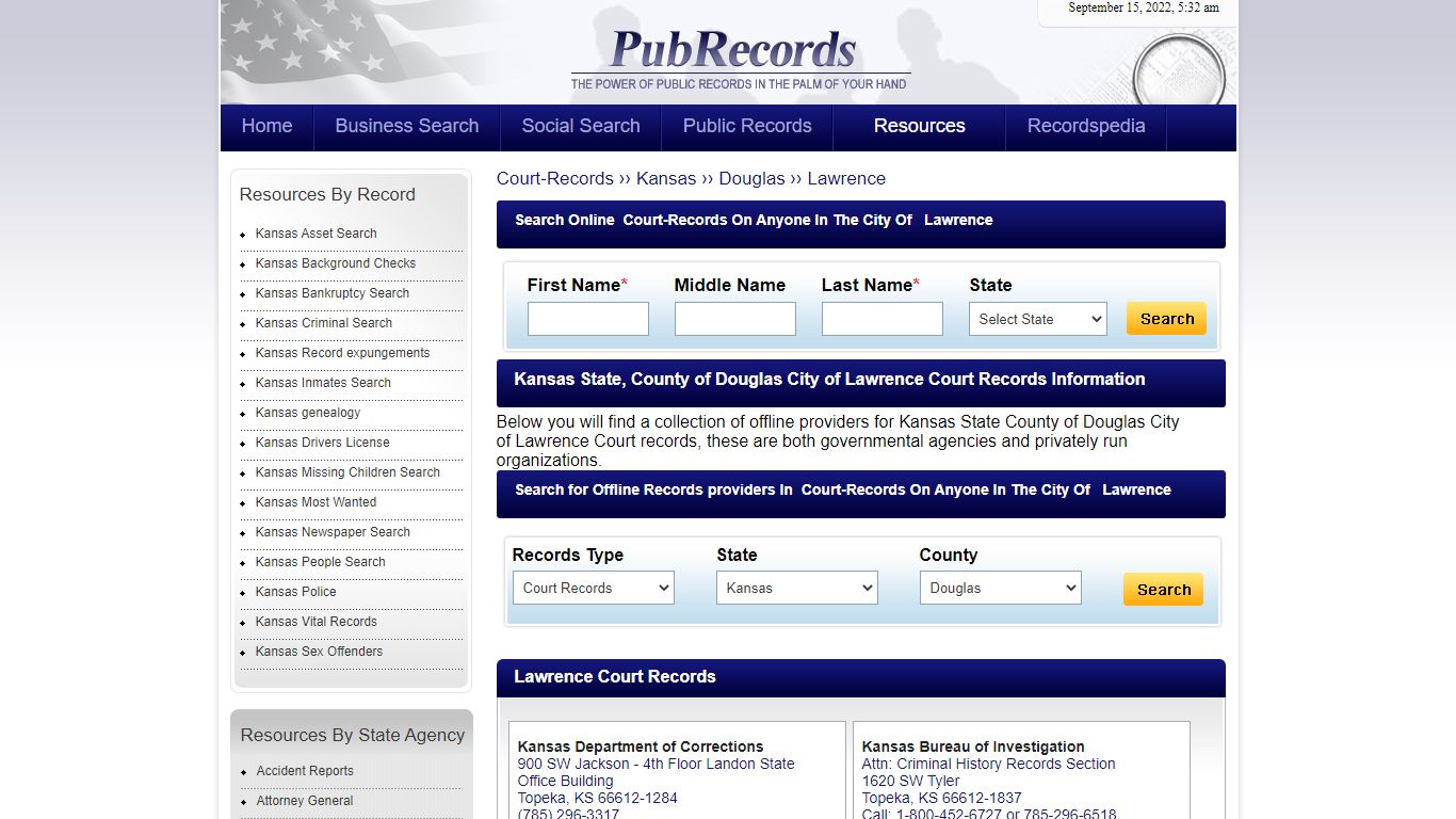 Lawrence, Douglas County, Kansas Court Records - Pubrecords.com